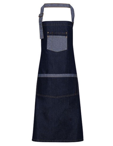P-PR127-Domain Contrast Denim Bib Apron